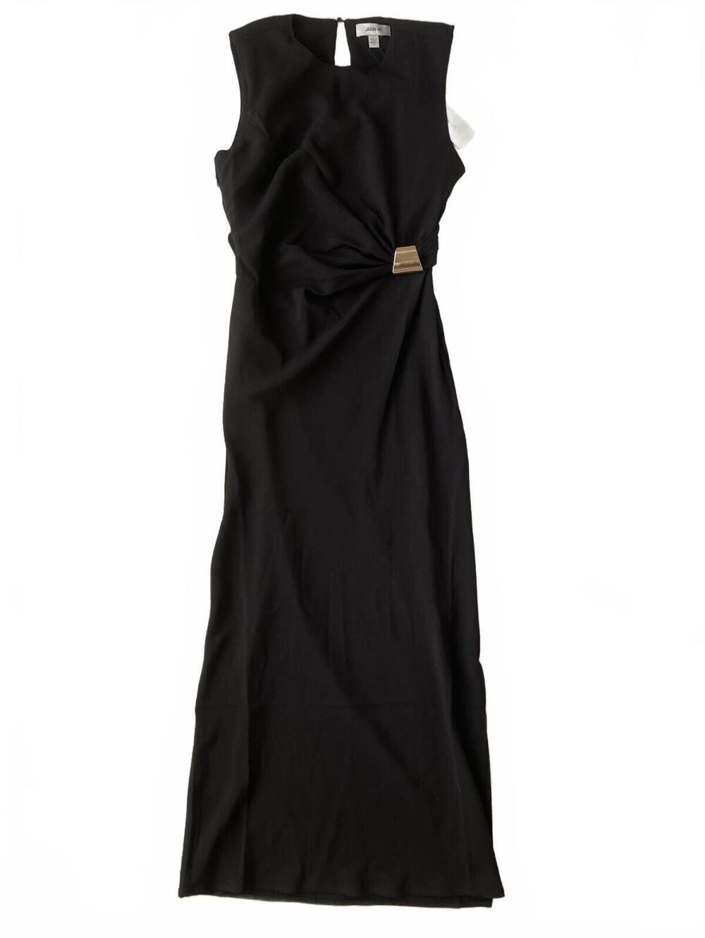 Jason Wu Black Sleeveless Dress Ruched Metal Accent Zip 6 NWT